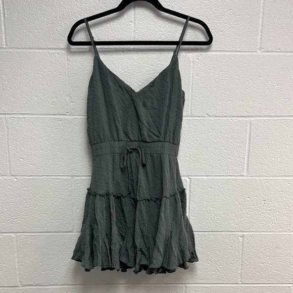 By Together Gray Ruffled Sundress with Spaghetti Straps - Picture 1 of 7